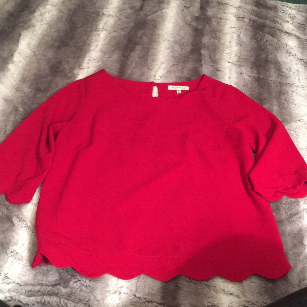 Red 3/4 Sleeve Blouse